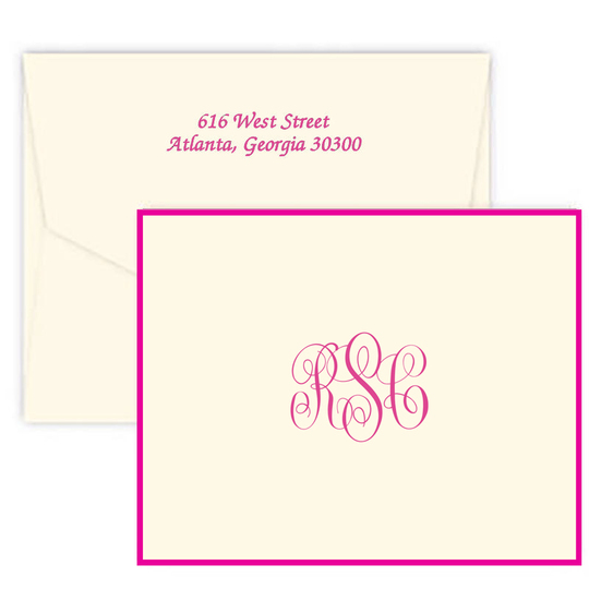 Classic Script Monogram Border Folded Note Cards